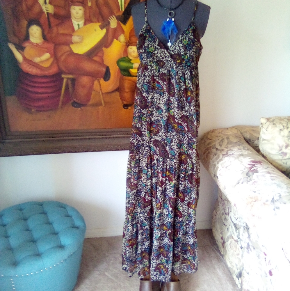 Love 21 Paisley Boho Prairie Hippie Maxi Dress